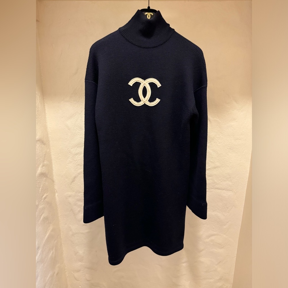 Chanel knit Logo dress Sz 38